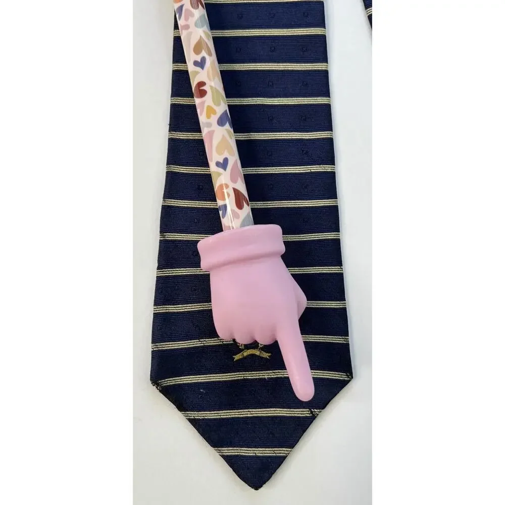 Tommy Hilfiger Mens Silk Tie Navy Gold Stripe Crest USA Classic Designer
